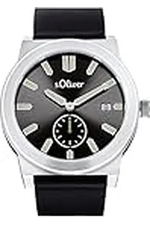 QS by s.Oliver Polshorloge analoog herenkwartshorloge, met leren band, zilver, 5 bar waterbestendig, geleverd in geschenkverpakking, 2035440