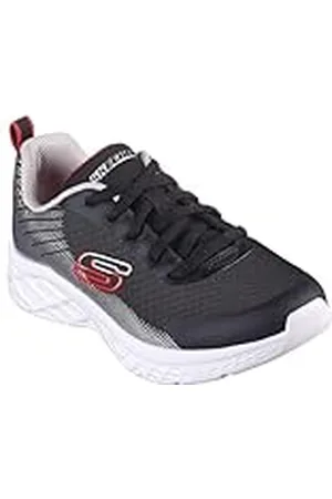 Skechers Sneakers voor jongens, Zwart Textiel Synthetisch Zilver Rood Tri, 28 EU