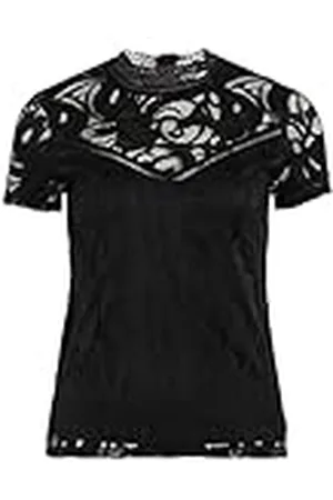 VILA Dames VISTASIA LACE S/S TOP - NOOS 14049852, zwart (black/black), L