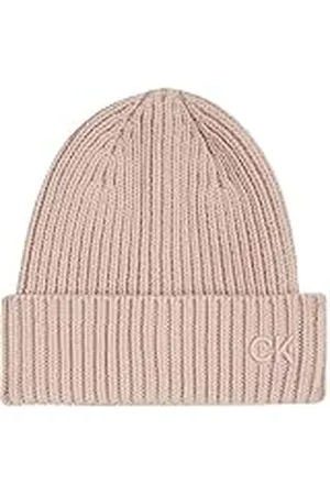 Calvin Klein Dames CK borduurwerk katoen rib beanie beanie, , OS, , Eén Maat