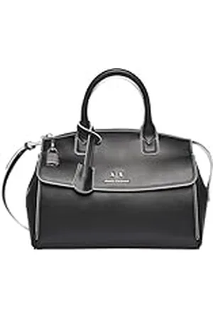 Armani Exchange Dames Jane, Sustainable, Zip Closure, Front Logo Canvas Tote Medium, BLACK/JOURNAL, , Eén Maat
