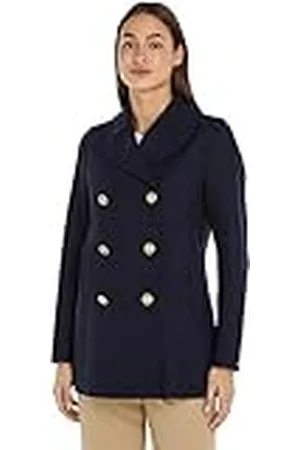 Tommy Hilfiger Dames wolmix Prep klassieke peacoat geweven jassen, , 68