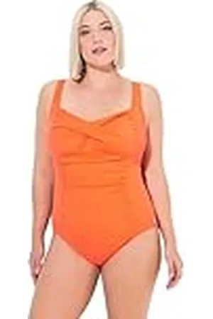 Ulla Popken Dames grote maten grote maten plus size badpak, drapering, fijne structuur, zachte cups, , 42