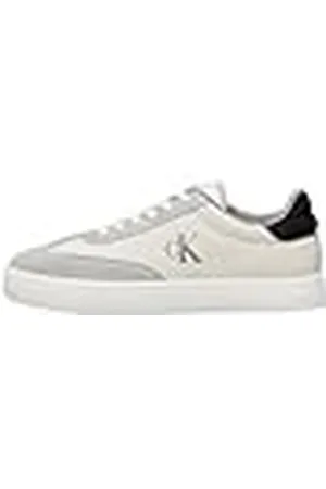 Calvin Klein CK JEANS Heren Classic Cupsole Low Mix MG YM0YM01169 Sneakers, Wit (Romig Wit/Wit/Formel Grijs), 8 UK, , 40.5 EU
