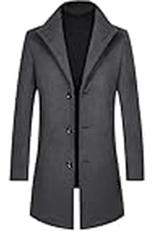 Allthemen Herenjas, winter, van wol, warm, halflang, parka, trenchcoat, slim bovenkleding, effen, , XL