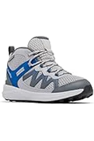 Columbia Youth Unisex Peakfreak Rush Mid Waterproof, Waterproof Mid Rise Trekking and Hiking Boots, Grey/Mountain Blue, 6