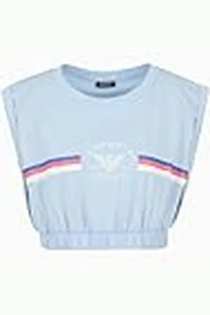 Emporio Armani Dames Logo Band Crop Top Blauw XL, , XL
