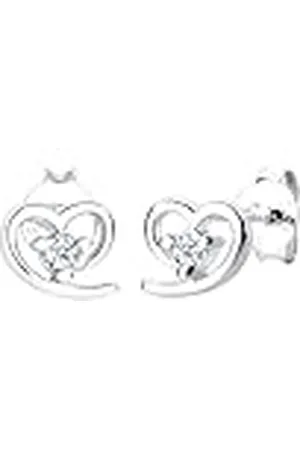 Elli Diamore Oorstekers voor dames, hart 925 sterling zilver, diamant , facetgeslepen., Diamant