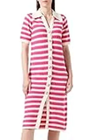 Y.A.S Y.A.S croc Ss Midi Knit Dress Noos, Berk/Stripes: framboos Rose, L