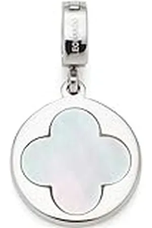 Leonardo Leonardo Jewels Hanger Clip & Mix Lida, 023661 Roestvrijstalen Ketting Hanger met Klaverblad Motief van Parelmoer, Gepersonaliseerde Achterkant, Sieraden Cadeau voor Vrouwen, Een Maat, Roestvrij