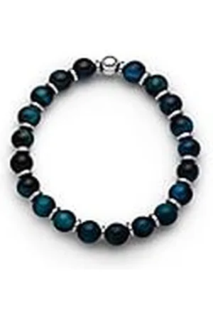 DUR Blauwe tijgeroog hematiet en 925 sterling zilveren armband - hoogwaardig ontwerp met natuurstenen - afmetingen: 6 mm x 160 mm - A1608.16-6mm x 160mm - Sterling zilveren tijgeroog, 6 mm x 160 mm