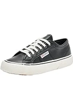 Superga 2490 Veganistisch imitatieleer, veterschoenen voor volwassenen, zwart-wit ivoor, 36 EU