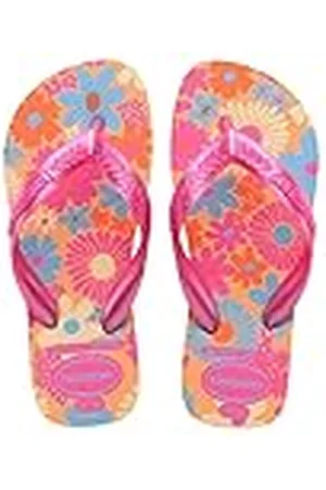 Havaianas Kids Flores, teenslippers, comfortabel, duurzaam en grappig, zool met bloemenpatroon, metalen riemen en antislipzool, meisjes, Vissen, 27/28 EU