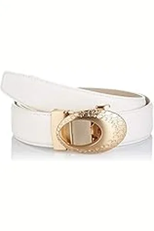 Anthoni Crown Ledergürtel riem voor dames, Weiss, 90