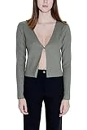 Morgan Dames vest met lange mouwen, geribbeld, groen, maat S, , S
