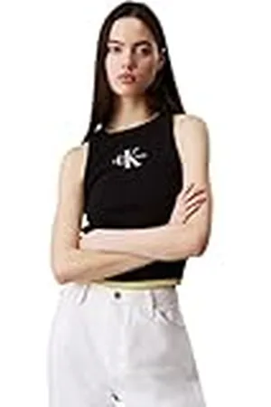 Calvin Klein CK JEANS Dames MONOLOGO RIB TANK TOP J20J225301, , M, , M