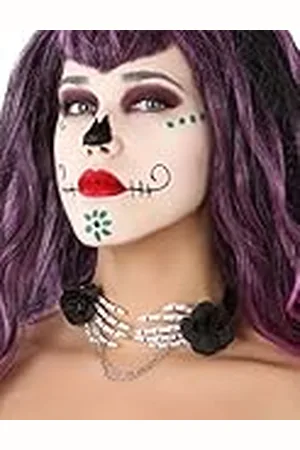 Atosa Halloween handen skelet vrouw volwassen halsketting, Standaard, Geen materiaaltype, Geen edelsteen