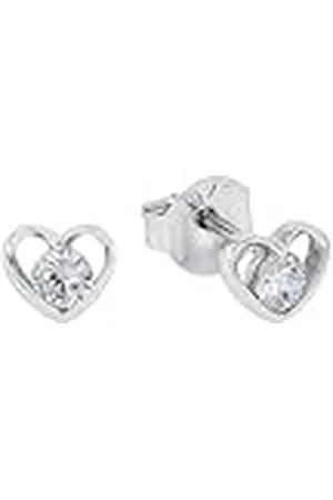 Amor Oorbellen 925 Sterling Zilveren Dames Oorbellen, Met Zirkonia Synth., 0,5 cm, , Hart, Wordt Geleverd In Sieraden Geschenkverpakking, 2022995