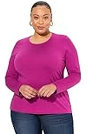 Ulla Popken Dames, slim, ronde hals, lange mouwen, tuniekshirt, , 62-64