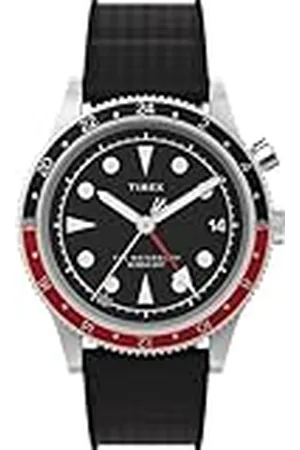 Timex Heren waterbury 39 mm horloge - zwarte rubberen band zwarte wijzerplaat roestvrij stalen kast TW2Y06700, , riem