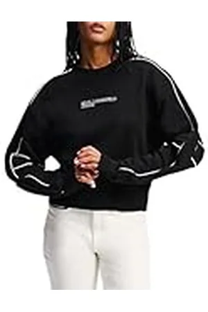 Karl Lagerfeld Relaxed Crop Piping Sweat, Women, , Sweatshirt, , XL