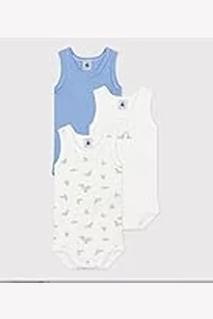 Petit Bateau Mouwloze rompertjes (3 stuks) voor babyjongens, , 18 Maanden