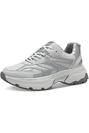 QS by s.Oliver Low 5-23612-44 sneakers voor dames, wit/zilver, 38 EU, , 38 EU