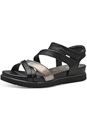 Tamaris Comfort 8-88711-42 098 Comb Wedge Plateau voor dames, comfortabele extra brede alledaagse schoen, feestelijk, elegant, platte sandalen, 37 EU breed, Com., 37 EU Breed