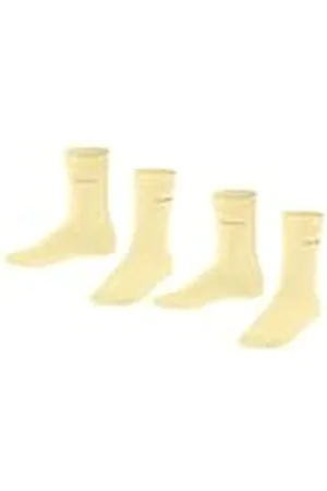 ESPRIT Unisex Kids Foot Logo 2-Pack Sokken Ademend Biologisch Katoen Versterkte Slijtvaste Zachte Platte Naad Voor Drukvrije Tenen Effen Voor Dagelijks Dragen En School Multipack 2 Paar, Geel