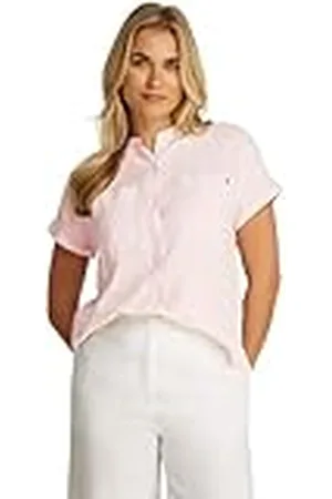 Tommy Hilfiger Dames ESS LINNEN KRAAGLOZE S/S BLOUSE WW0WW44715, Roze, 40, , 66 NL