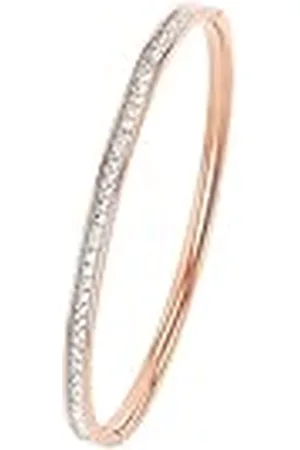 QS by s.Oliver Bangle roestvrijstalen damesarmsieraad, met kristal, 6,3 cm, rosékleur, wordt geleverd in geschenkverpakking, 2018536