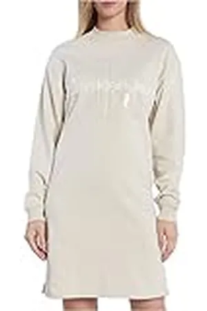 Calvin Klein Jeans Glanzende monogram jurk met ronde hals, casual, , M