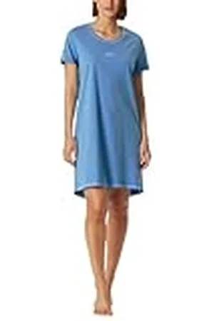 Schiesser Dames Nachthemd Korte Mouw Casual Essentials Pyjamaset, Lichtblauw_181252, 42, , 42