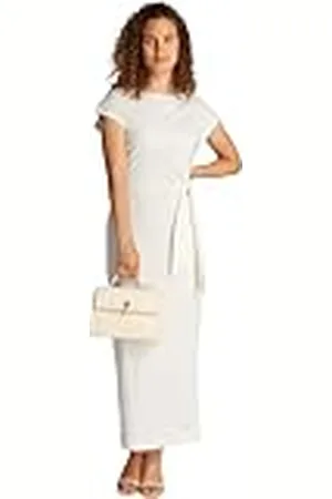 Tommy Hilfiger Dames KNOT BOAT-NK MIDI JURK WW0WW45159, Wit, XXXL, , 3XL
