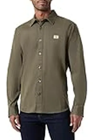 Calvin Klein Jeans Heren geweven label shirt J30J326680, L/S shirt, grijs, M, , M