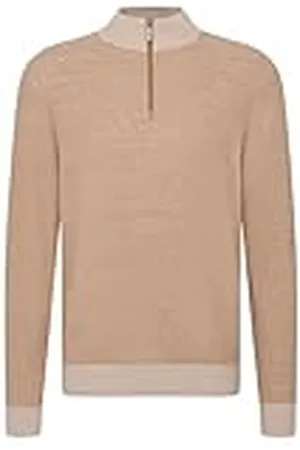 Bugatti Gebreide trui voor heren, opstaande kraag, korte ritssluiting, regular fit, , 3XL