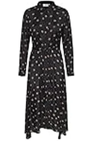 Kaffe Dames Tie Waist Jurk Silky Midi Lange Mouwen Casual, 36