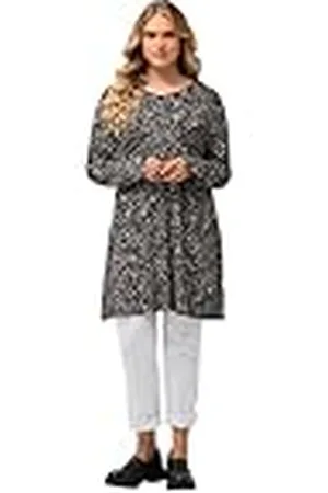 Ulla Popken Dames, grote maten, lange shirt-tuniek, bedrukt, , 58-60
