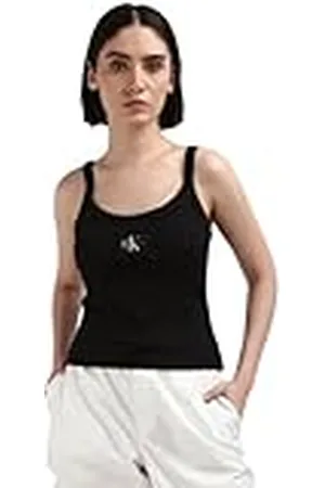 Calvin Klein Jeans Geribbelde tanktop met boothals voor dames, ., XXL