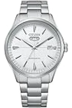 Citizen NH8391-51A Automatisch horloge van roestvrij staal met witte wijzerplaat, voor heren, zilver, armband, , Armband