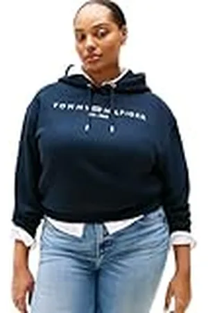 Tommy Hilfiger Dames CRV MDRN REG CORP LOGO HOODIE WW0WW45446 Pullover Hoodie, Blauw, 50, , 50