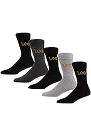 Lee Unisex Smart Crew Sokken in Zwart/Grijs/Navy | Heren en Dames Lage Kuit Designer Jurk Sok Casual Wear Crew | Ultra Zacht Ademend Katoen Rijk | Maat 6-8 Multipack van 5, Zwart/Grijs