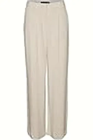 VERO MODA VMTIRAVER MR Wide Linen Pants, voor dames, kleur Oatmeal/detail: Nature Tone AS Offer Sample, maat L/30, , 30W x 30L