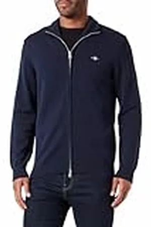 GANT Heren casual katoenen rits cardigan gebreide jas, , standaard, , L