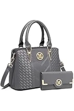 MISS LULÙ Handtas voor dames, geweven en visgraatmotief, M-logo vooraan, handtas of schoudertas, S