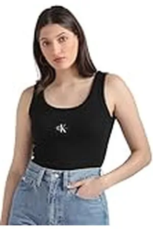 Calvin Klein Jeans Vrouwen Geweven Label Rib Tank Top Overige Knit, ., XS