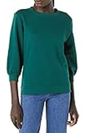 Amazon Dames French Terry Fleece Sleeve Detail Crewneck Sweatshirt, , S