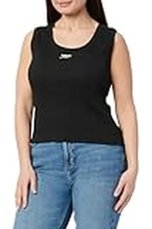 Tommy Hilfiger Dames TJW SLIM SCRIPT RIB TANK TOP Overige T-shirts, zwart, XS, , XS