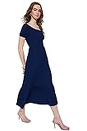 Trendyol Dames Skater Regular fit gebreide jurk, marineblauw, S, , S
