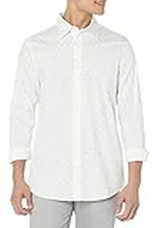 Amazon Heren Regular-Fit Lange Mouw Stretch Jurk Shirt, Navy White Diamond Geo, XL
